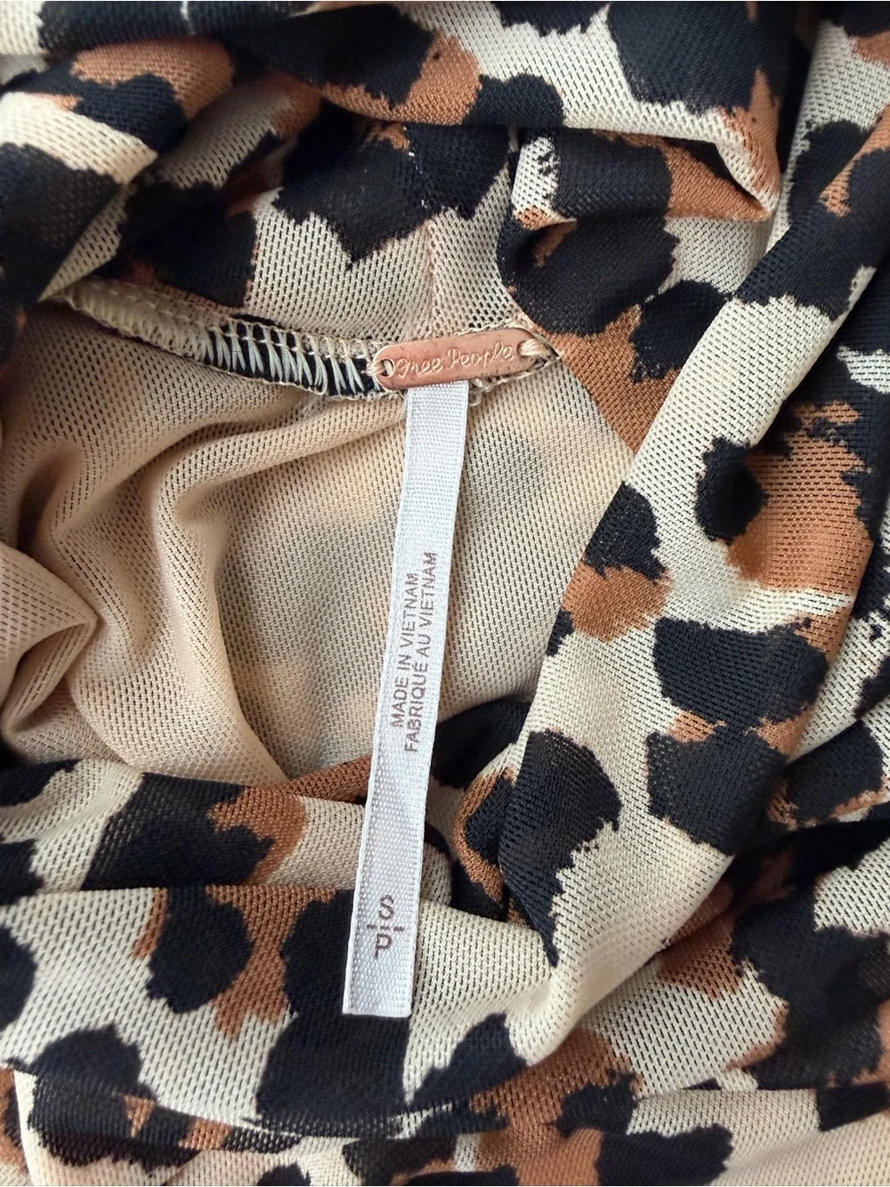 Free People Aminal Leopard Print Turtleneck Long Sleeve Semi Sheer Top